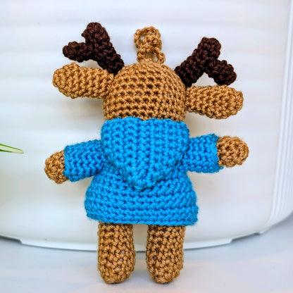 Deer in Jacket Amigurumi - Mini - Crochet Bag Charm