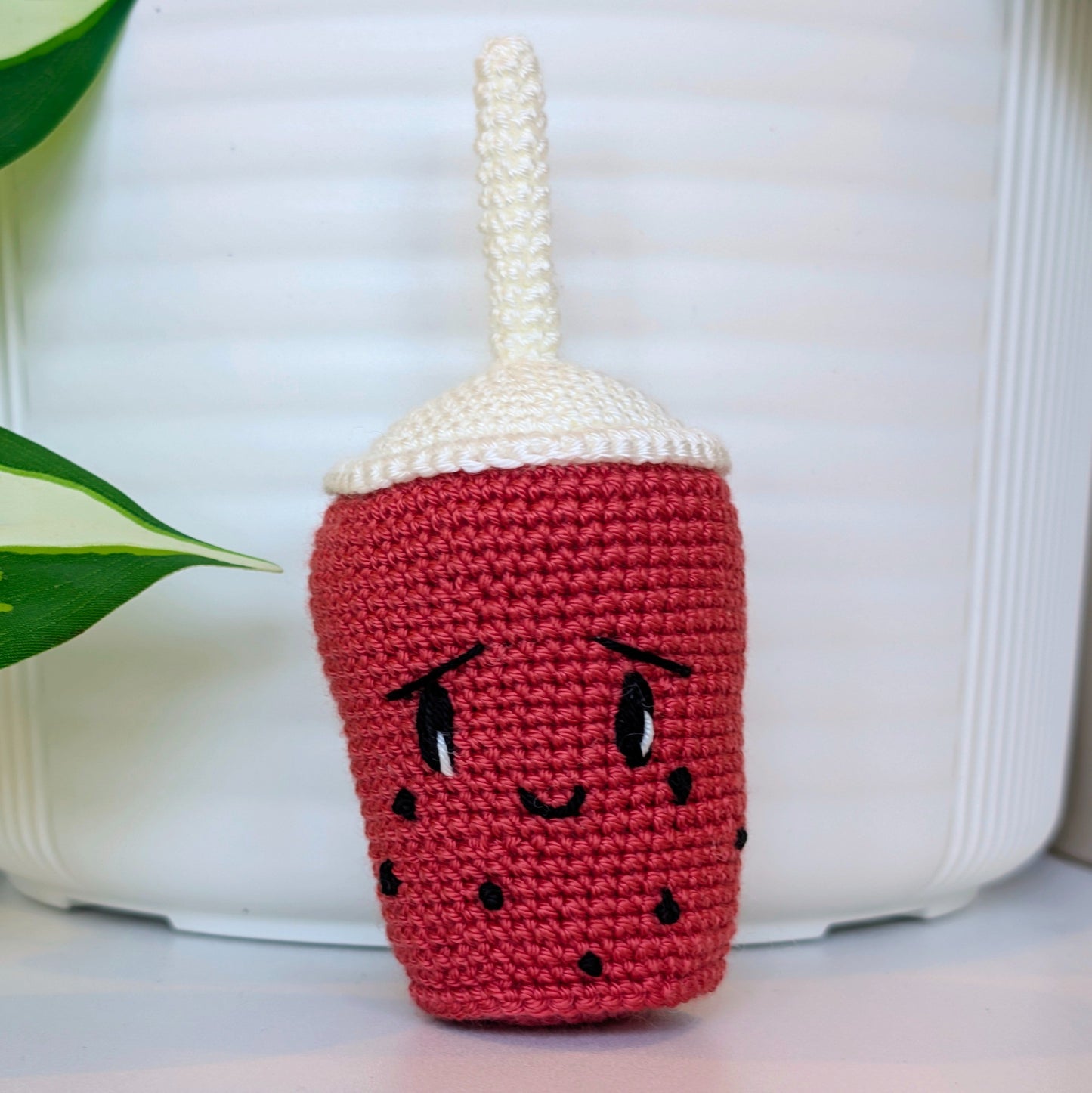 Boba Tea with Black Boba Amigurumi - Crochet Figurine