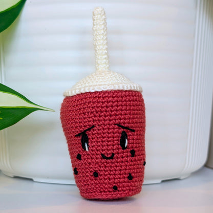 Boba Tea with Black Boba Amigurumi - Crochet Figurine