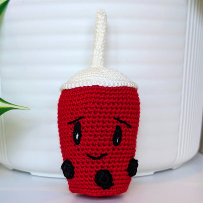 Boba Tea with Black Boba Amigurumi - Crochet Figurine