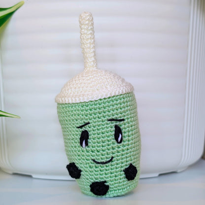 Boba Tea with Black Boba Amigurumi - Crochet Figurine
