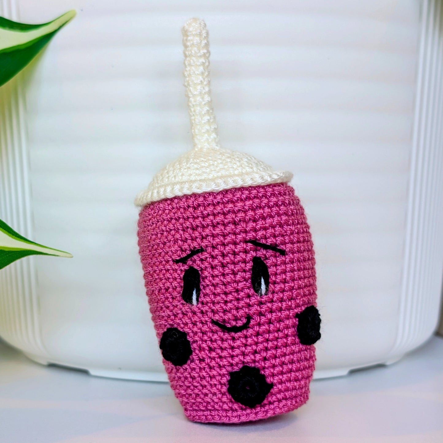 Boba Tea with Black Boba Amigurumi - Crochet Figurine