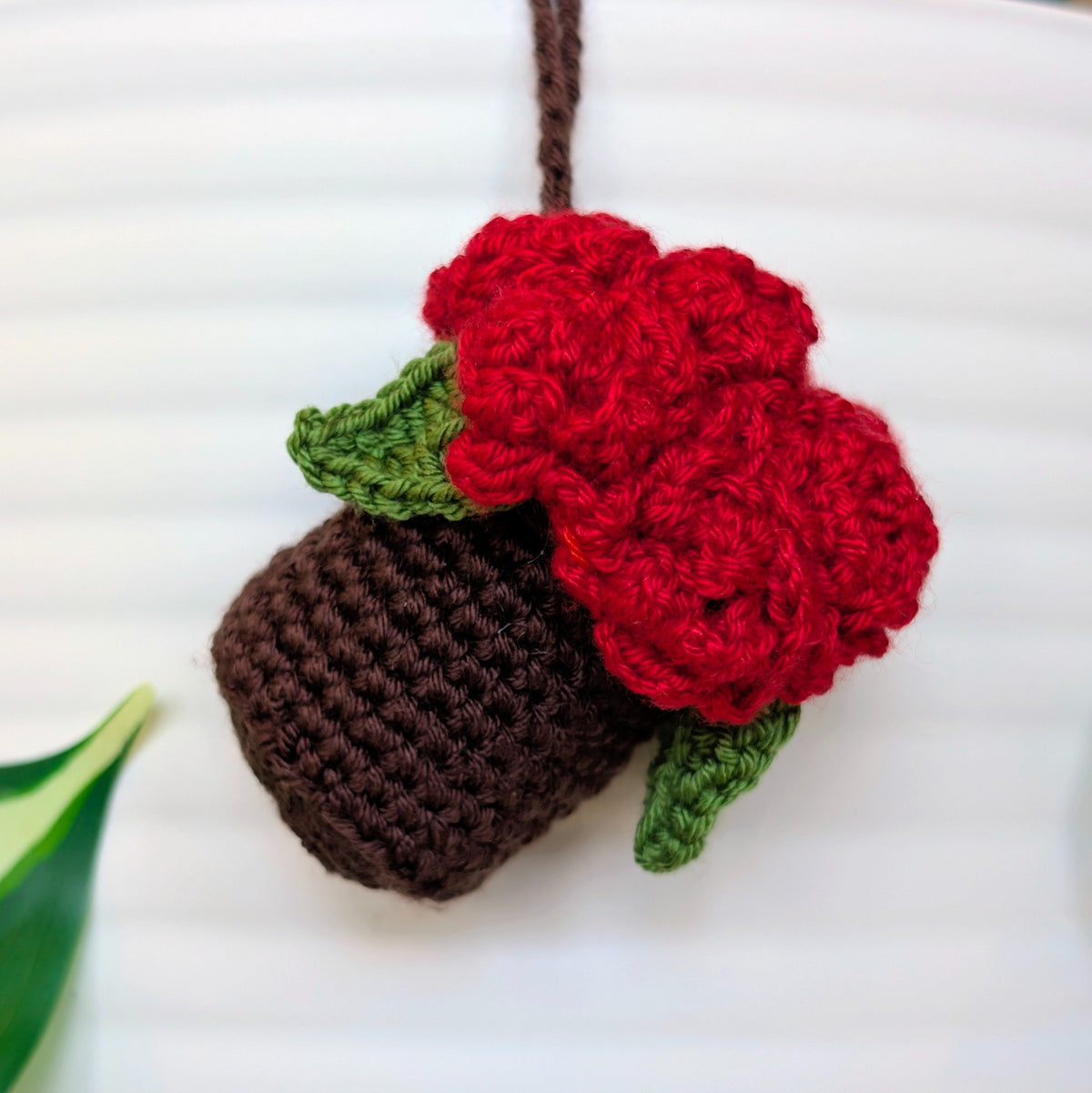 Blooming flowers in Brown Pot Crochet Charm