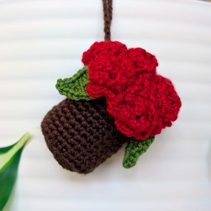 Blooming flowers in Brown Pot Crochet Charm