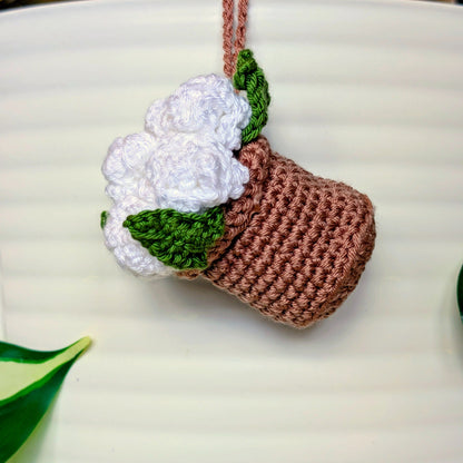 Flower Bouquet (White) - Crochet Keychain