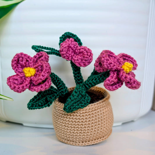 Blossom Plant (Beige Pot) - Crochet Plush Charm