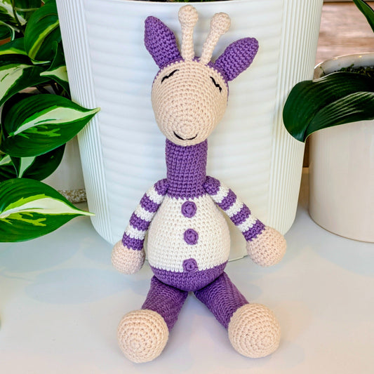 Giraffe “Luna” in Lavender and Ivory – Handmade Crochet Plushie