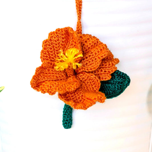 Hibiscus Amigurumi - Handmade Crochet Bag Charm