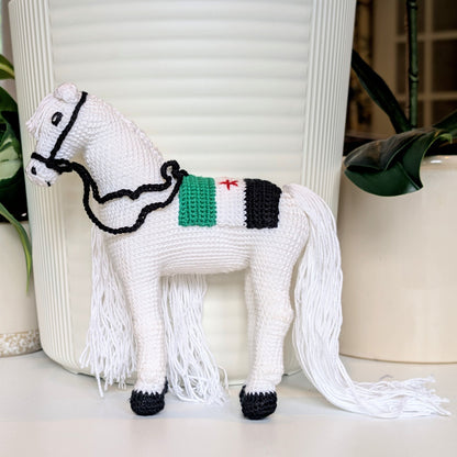 Horse in Syrian Flag Saddle