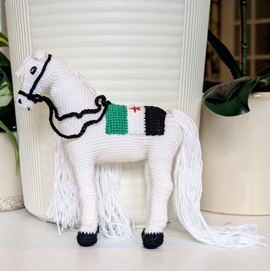 Horse in Syrian Flag Saddle