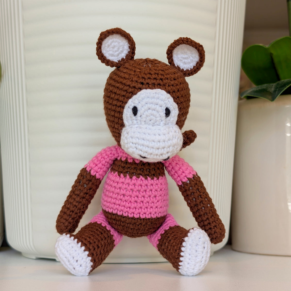 Monkey in Striped Pajamas - Medium - Crochet Plushie