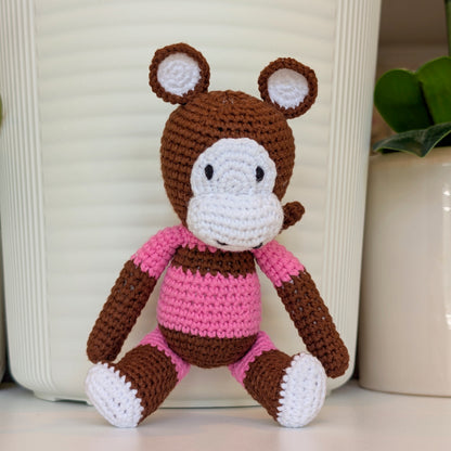 Monkey in Striped Pajamas - Medium - Crochet Plushie
