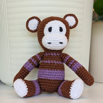 Monkey in Striped Pajamas - Medium - Crochet Plushie