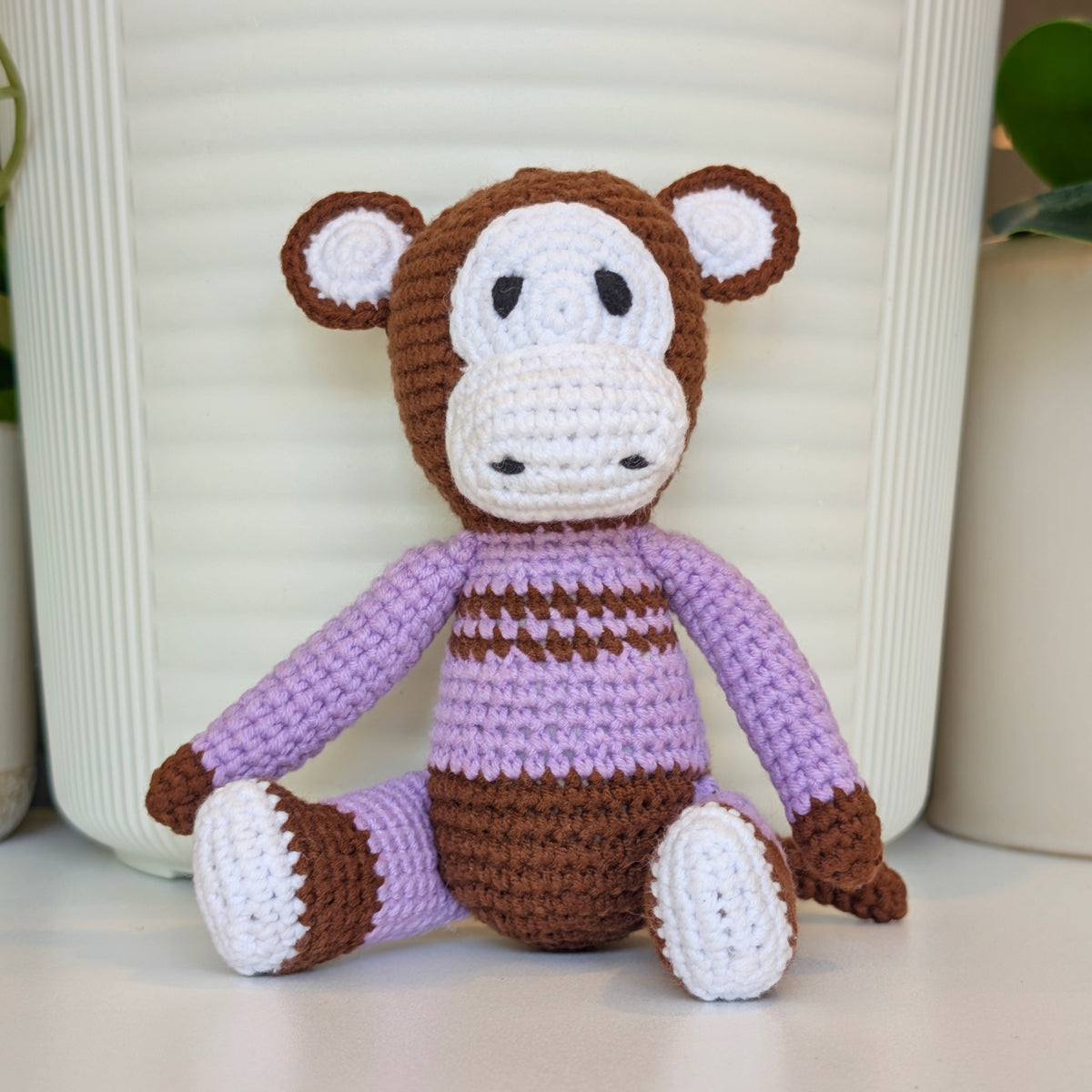 Monkey in Striped Pajamas - Medium - Crochet Plushie