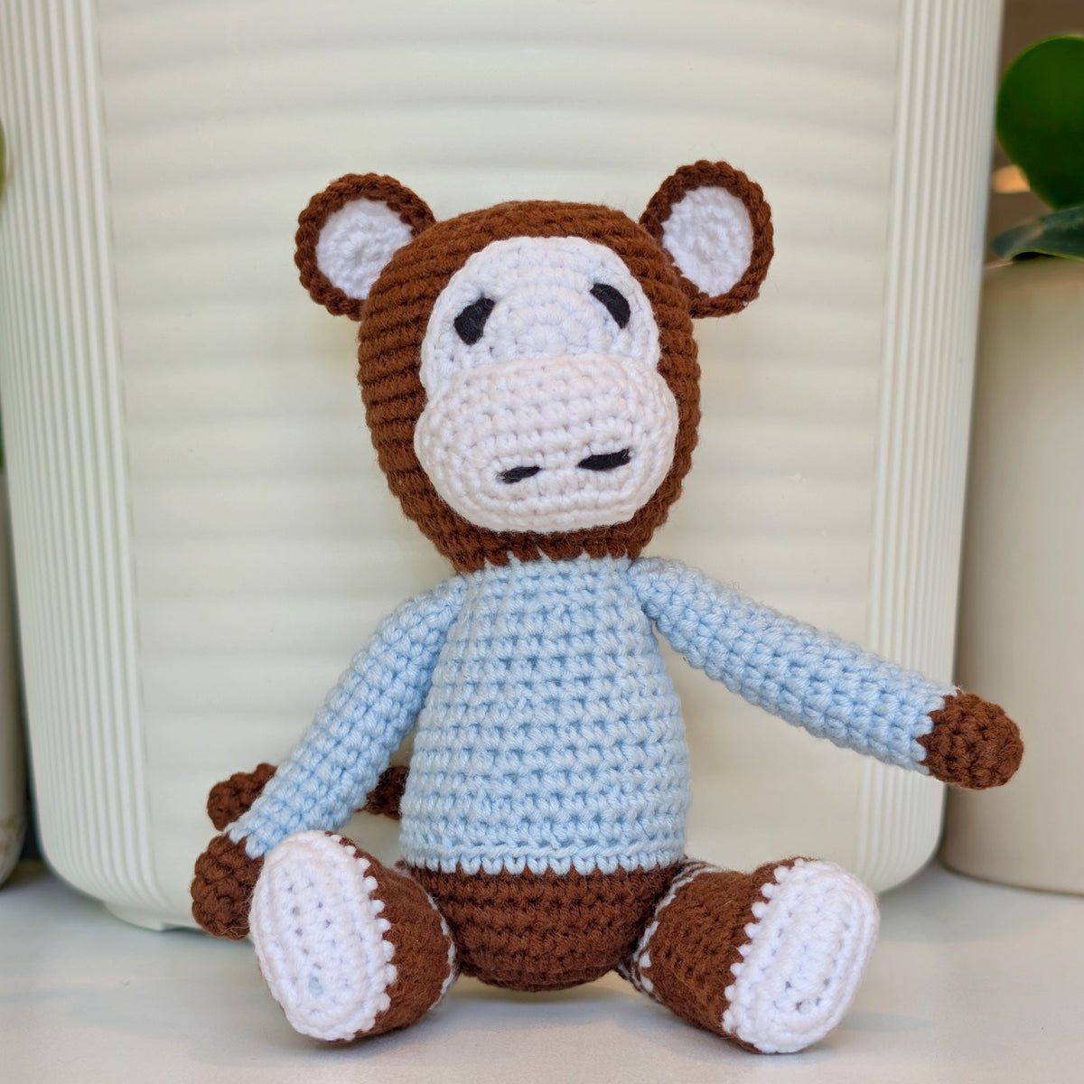 Monkey in Striped Pajamas - Medium - Crochet Plushie