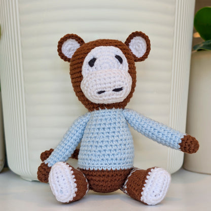 Monkey in Striped Pajamas - Medium - Crochet Plushie