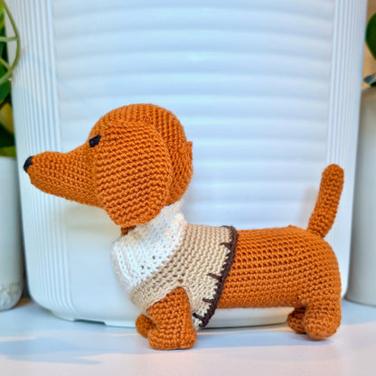 Dachshund Dog (Collar) Crochet Plush - Ginger