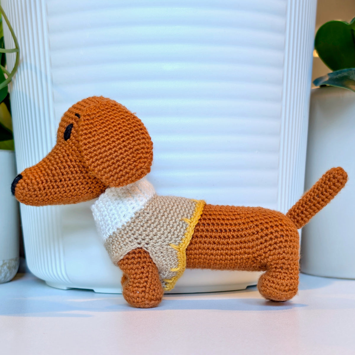Dachshund Dog (Collar) Crochet Plush - Ginger
