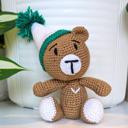 Teddy Bear in Party Hat - M - Amigurumi Crochet Plushie