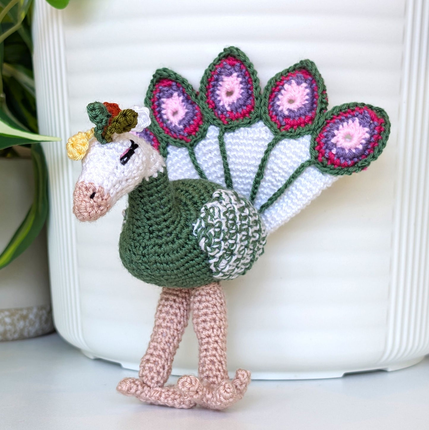 Peacock Amigurumi - Green Shade - Handmade Crochet Plush Figurine