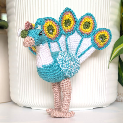 Peacock Amigurumi - Turquoise Shade - Handmade Crochet Plush Figurine