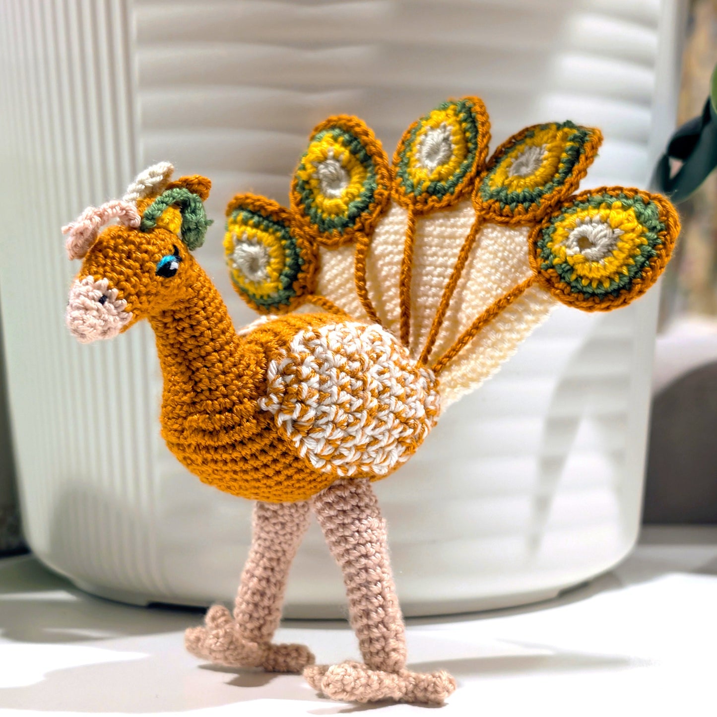 Peacock (Golden Shade) Amigurumi - Crochet Figurine