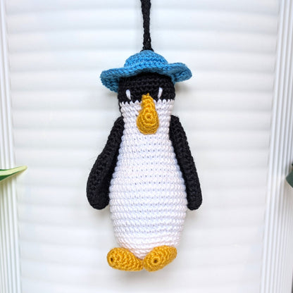Penguin in Hat Amigurumi - Handmade Crochet Plush Charm