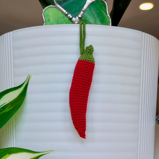 Chili Pepper Amigurumi - Handmade Crochet Keychain