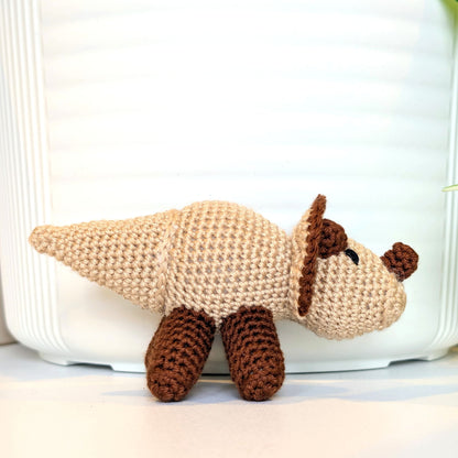 Triceratops Beige Plushie - Crochet Dino