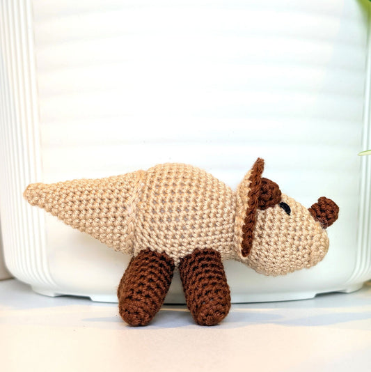 Triceratops Beige Plushie - Crochet Dino