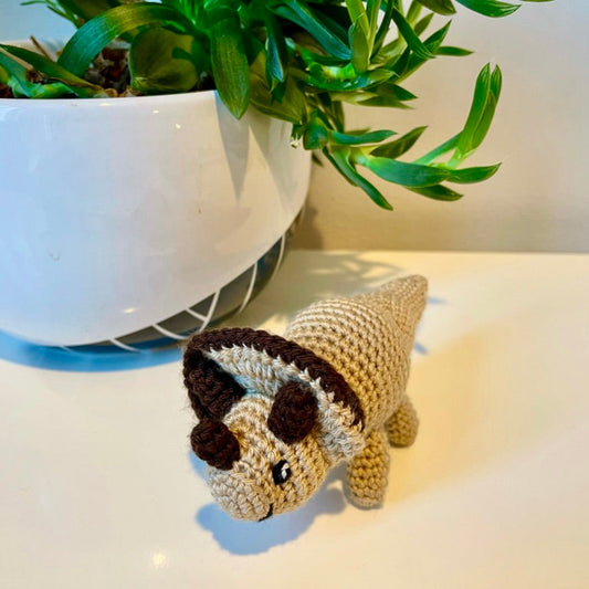 Triceratops Beige Plushie - Crochet Dino