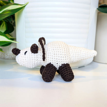 Triceratops Cream Plushie - Crochet Dino