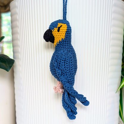 Macaw Crochet Bag Charm - Hyacinth Blue