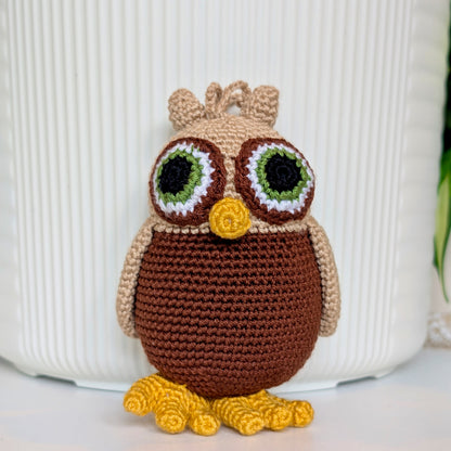 Owl Brown and Beige Crochet Plush