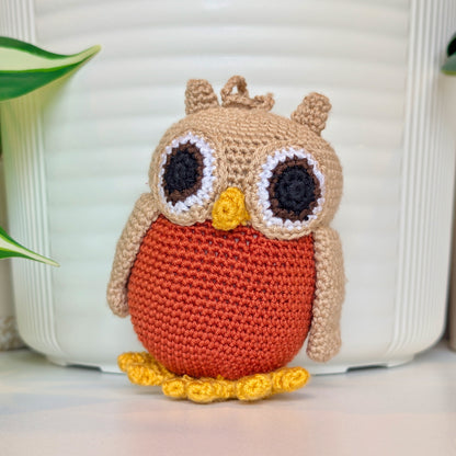 Owl Amigurumi - Terracotta Small - Handmade Crochet Plush Bird