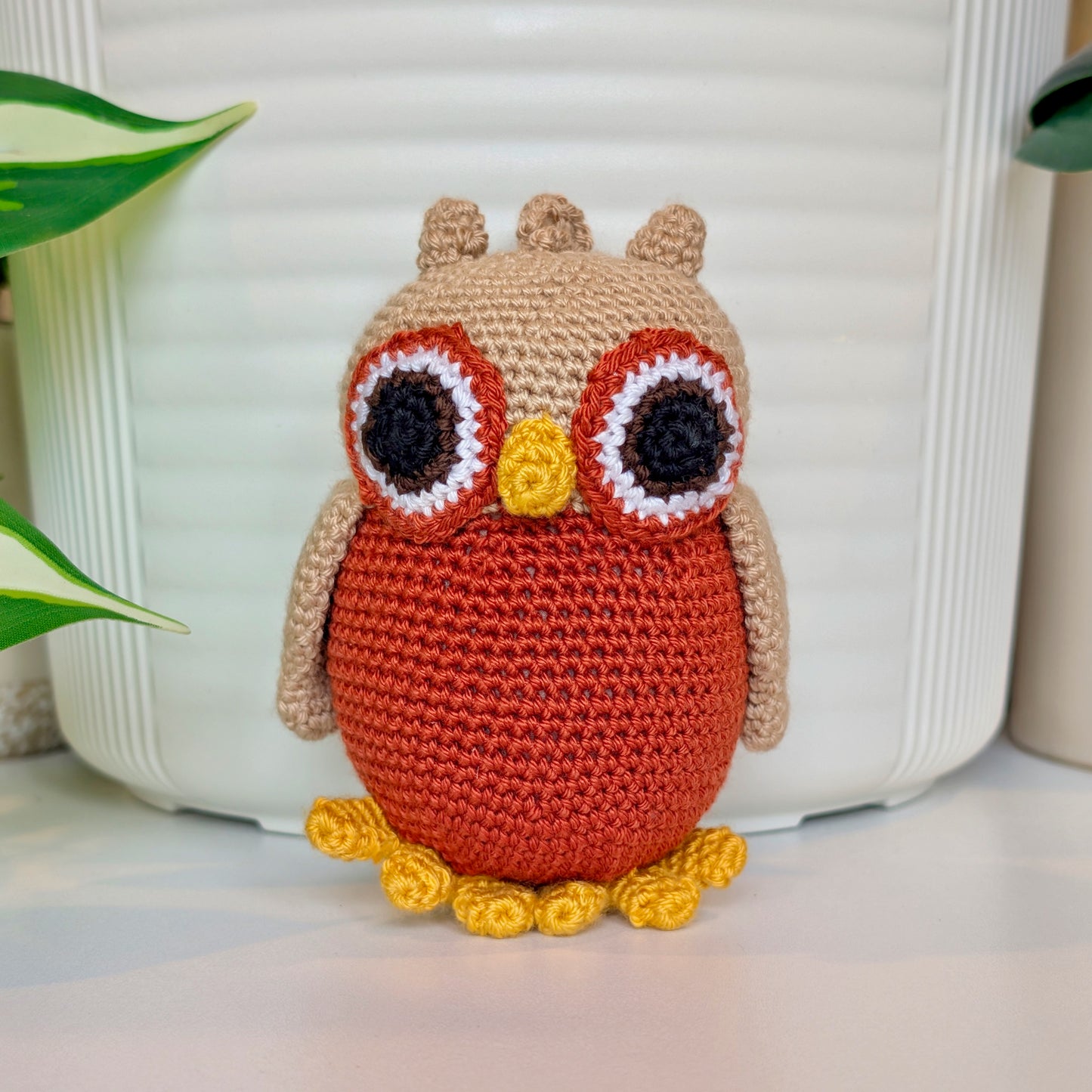 Owl Amigurumi - Terracotta Small - Handmade Crochet Plush Bird