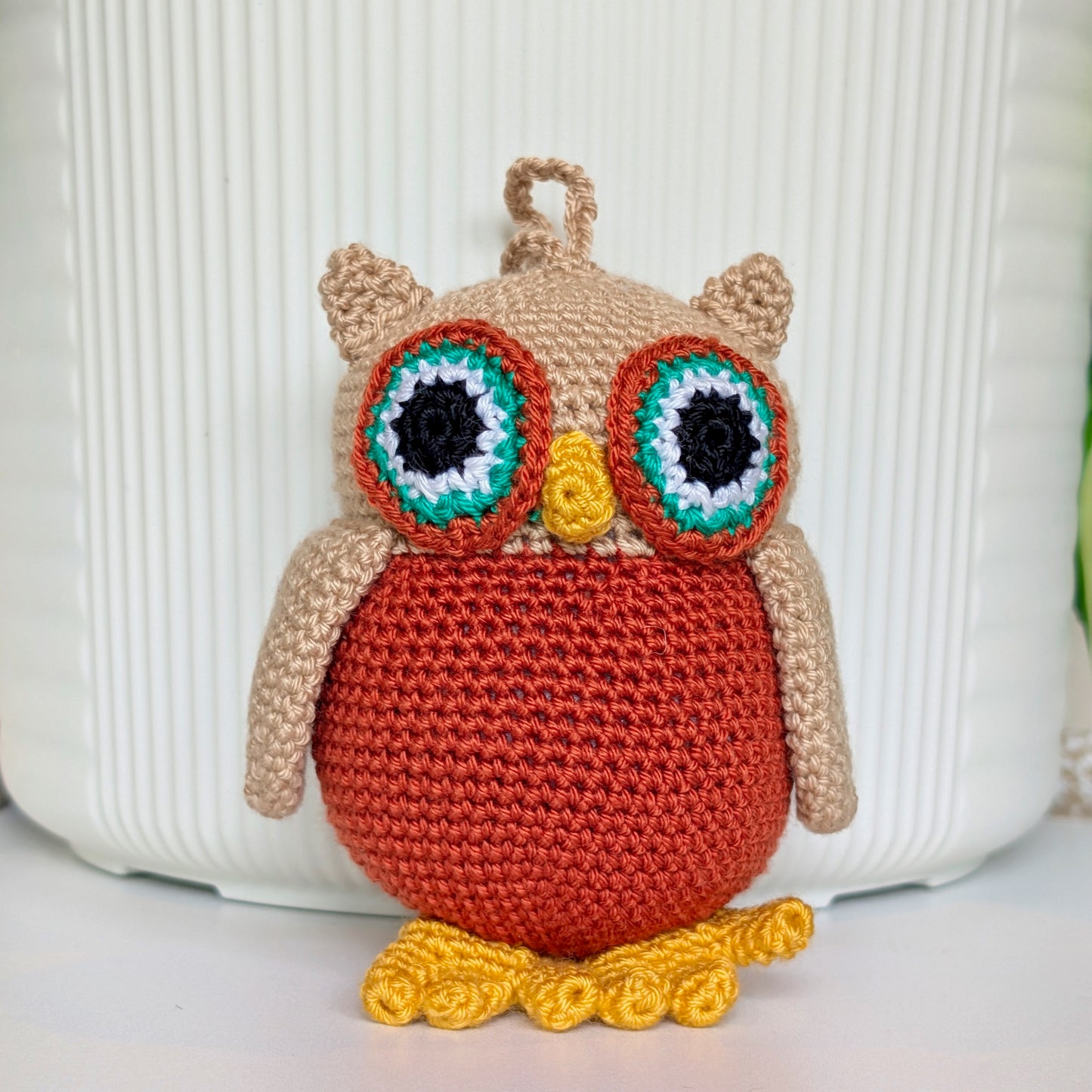 Owl Amigurumi - Terracotta Small - Handmade Crochet Plush Bird