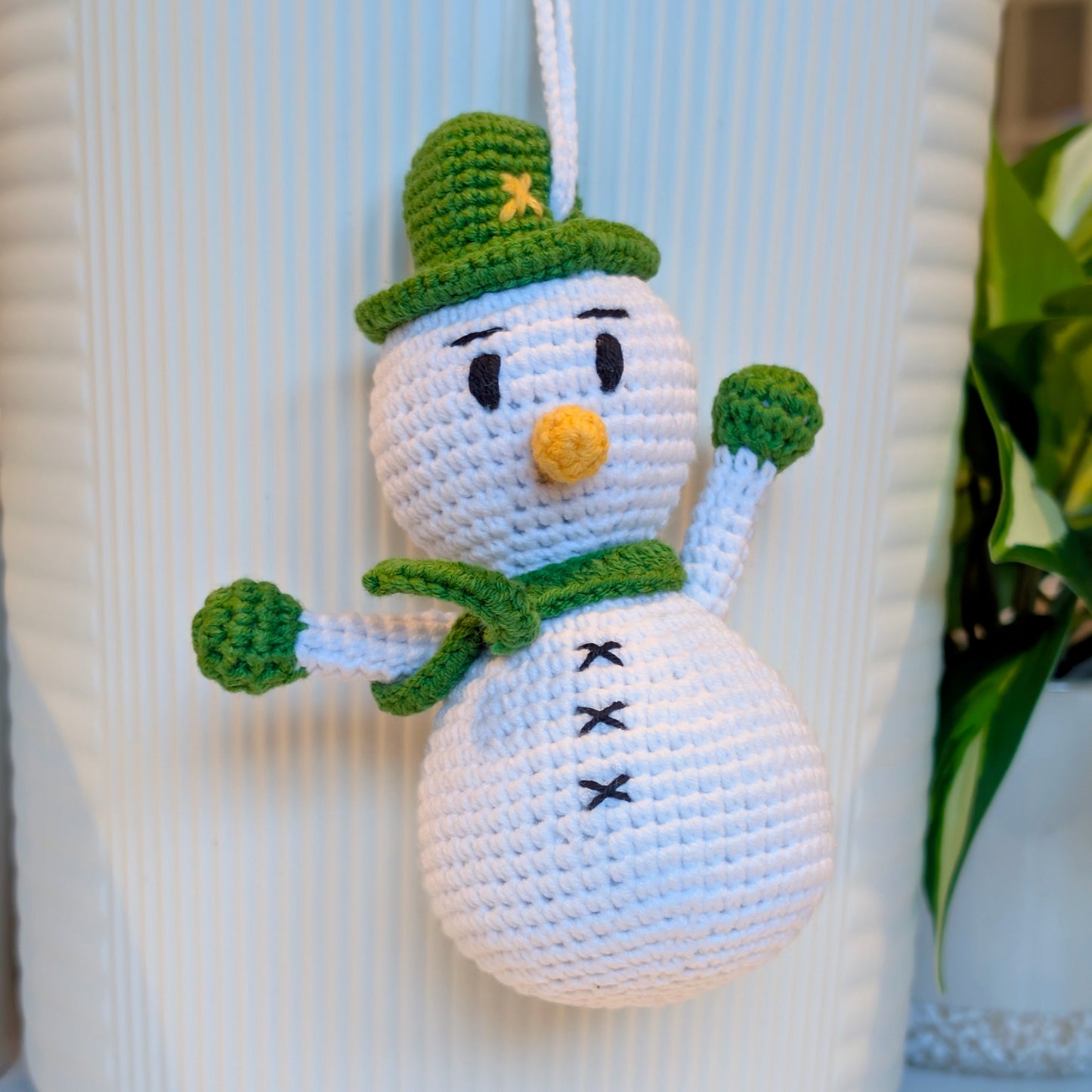 Snowman Amigurumi in Green - Medium - Crochet Plush Ornament