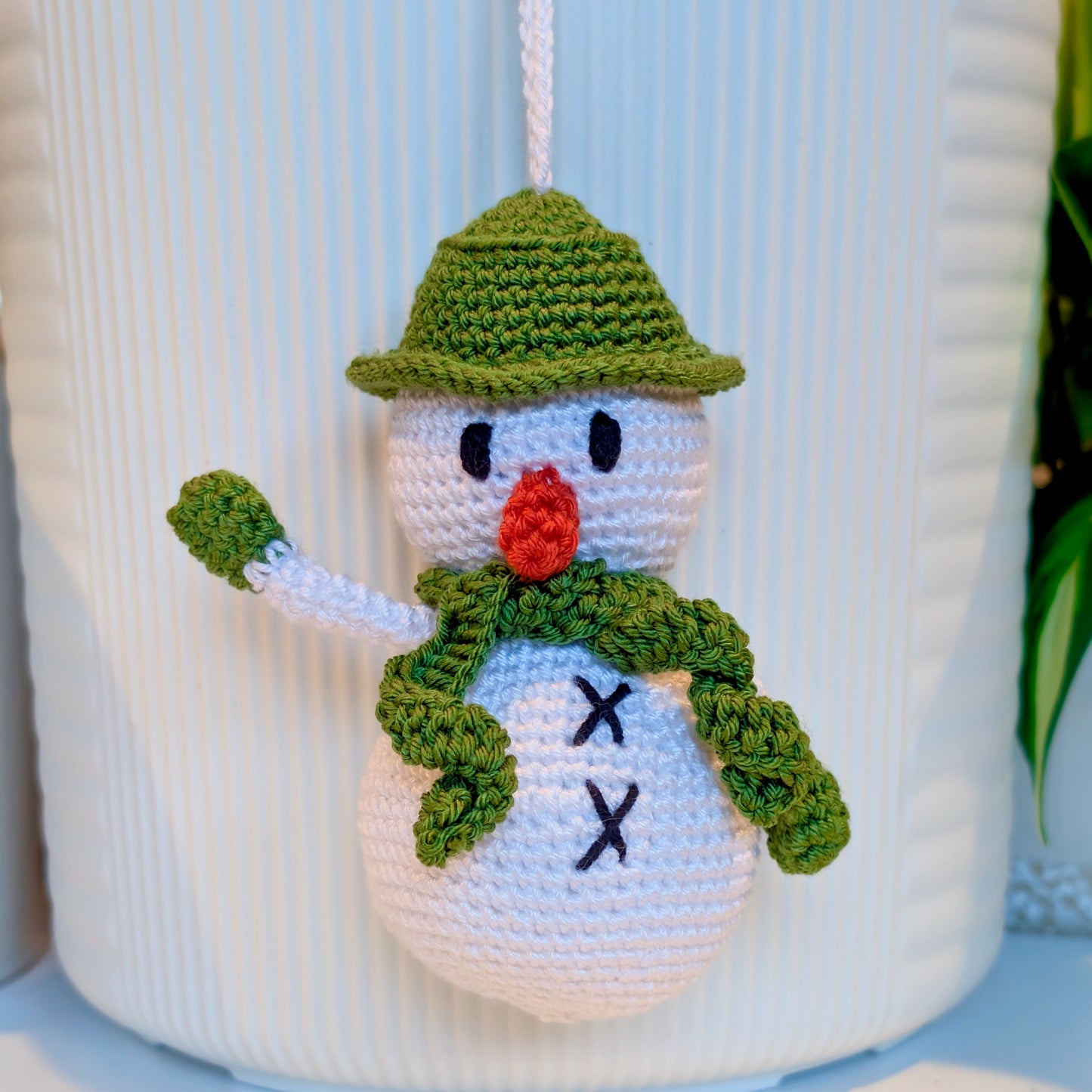 Snowman Amigurumi in Green - Medium - Crochet Plush Ornament