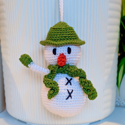 Snowman Amigurumi in Green - Medium - Crochet Plush Ornament