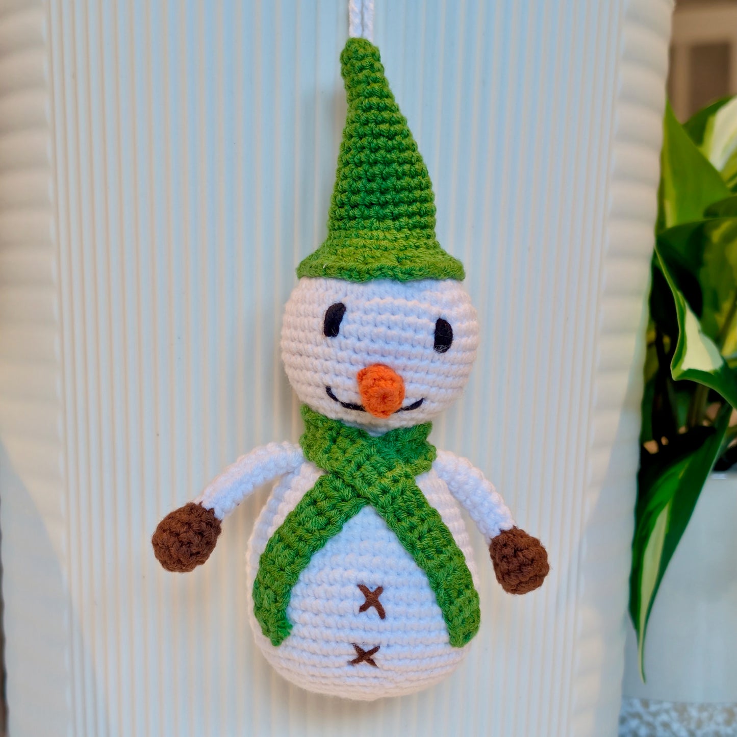 Snowman Amigurumi in Green - Medium - Crochet Plush Ornament