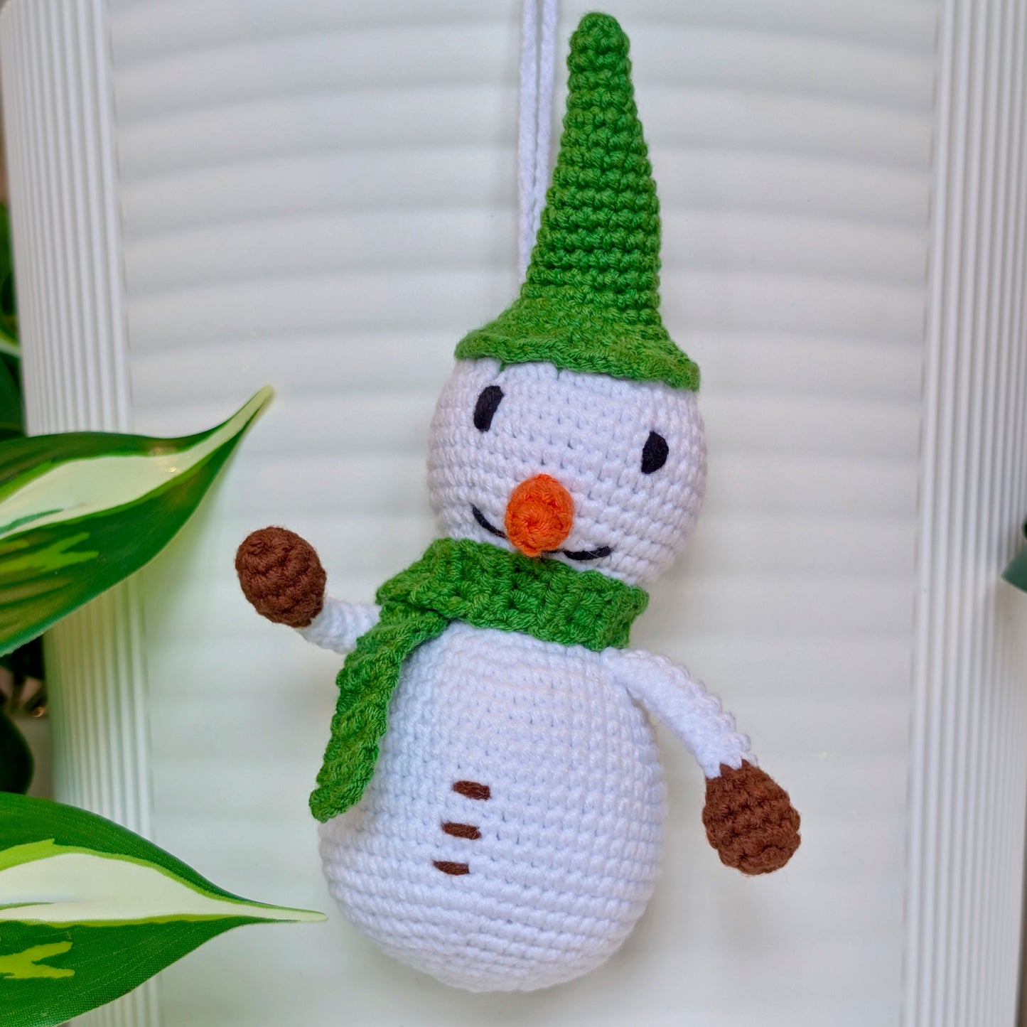 Snowman Amigurumi in Green - Medium - Crochet Plush Ornament