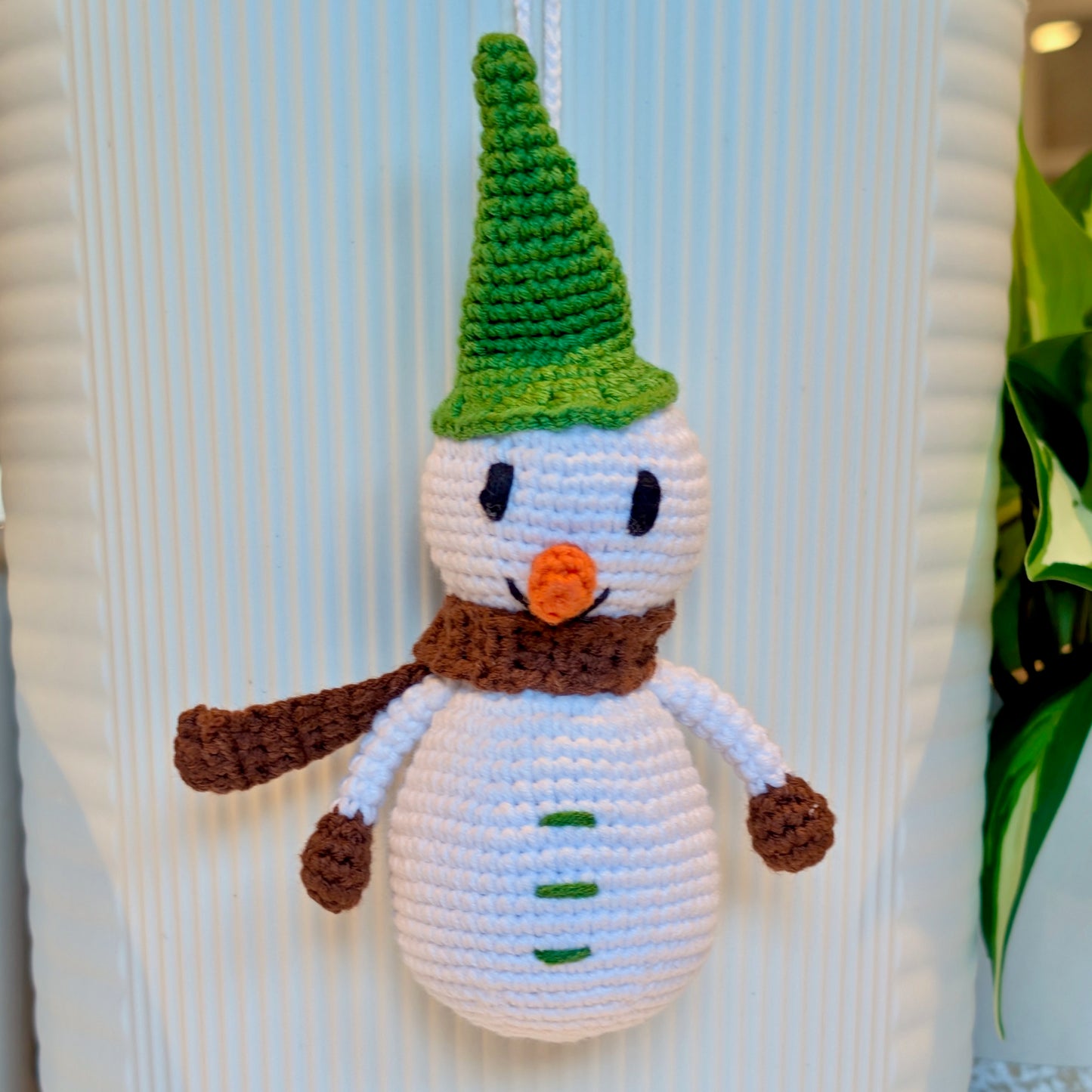 Snowman Amigurumi in Green - Medium - Crochet Plush Ornament