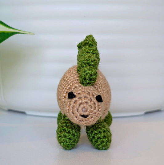Stegosaurus Plush Charm - Beige and Green Crochet Dino