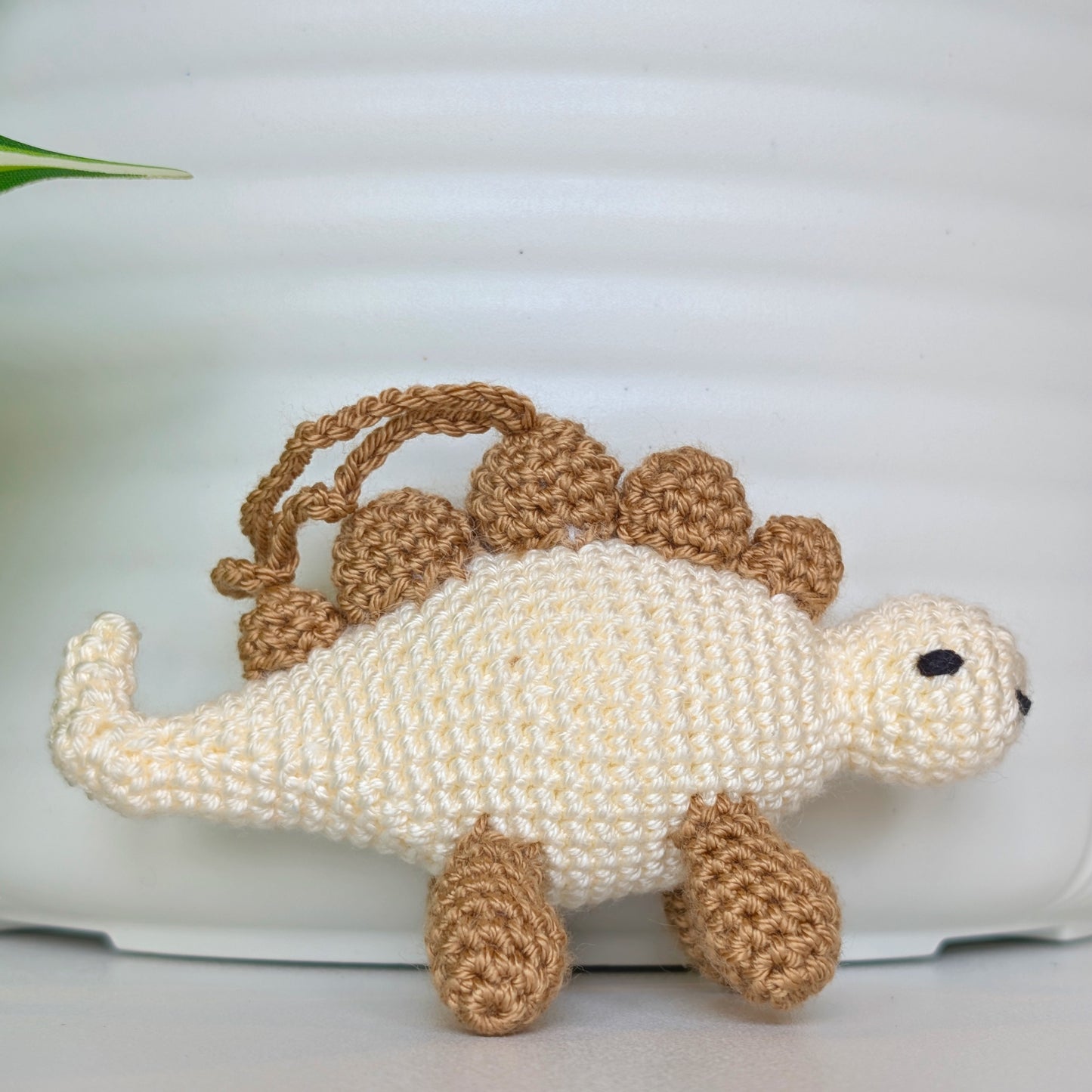 Stegosaurus Plush Charm - Brown Crochet Dino