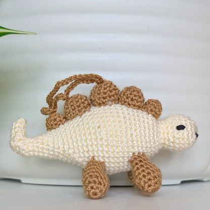 Stegosaurus Plush Charm - Brown Crochet Dino