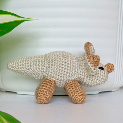 Triceratops Beige Plushie - Crochet Dino