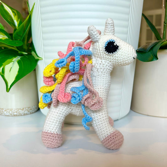 Unicorn (Pink Foot) - Medium - Handmade Crochet Plushie