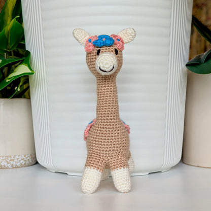Llama (Vicuña) in Flower Tiara - Crochet Plush