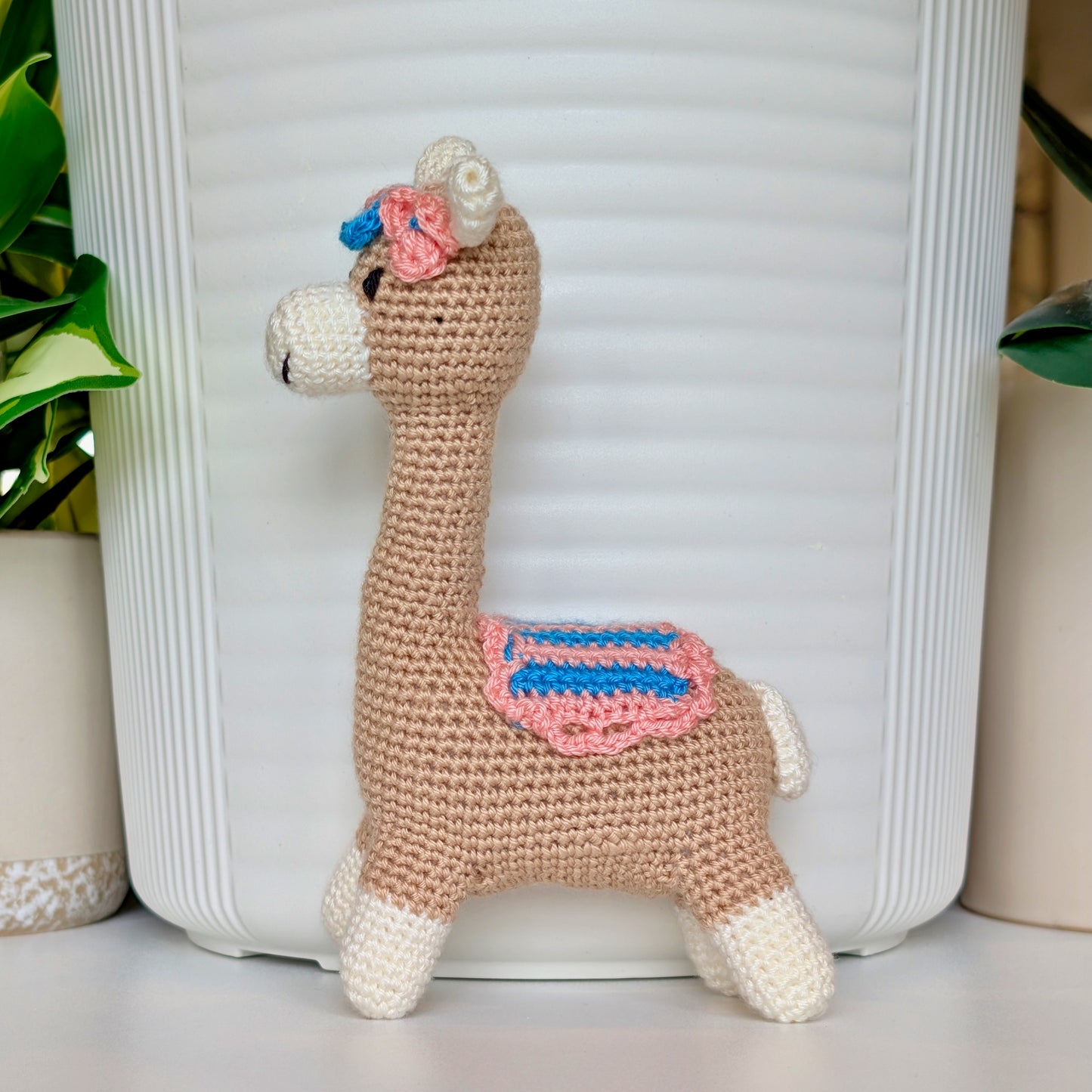 Llama (Vicuña) in Flower Tiara - Crochet Plush